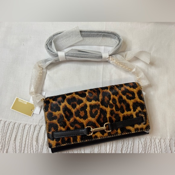 NWT Michael Kors Leopard Print Calf Hair Crossbody Bag - Picture 3 of 12